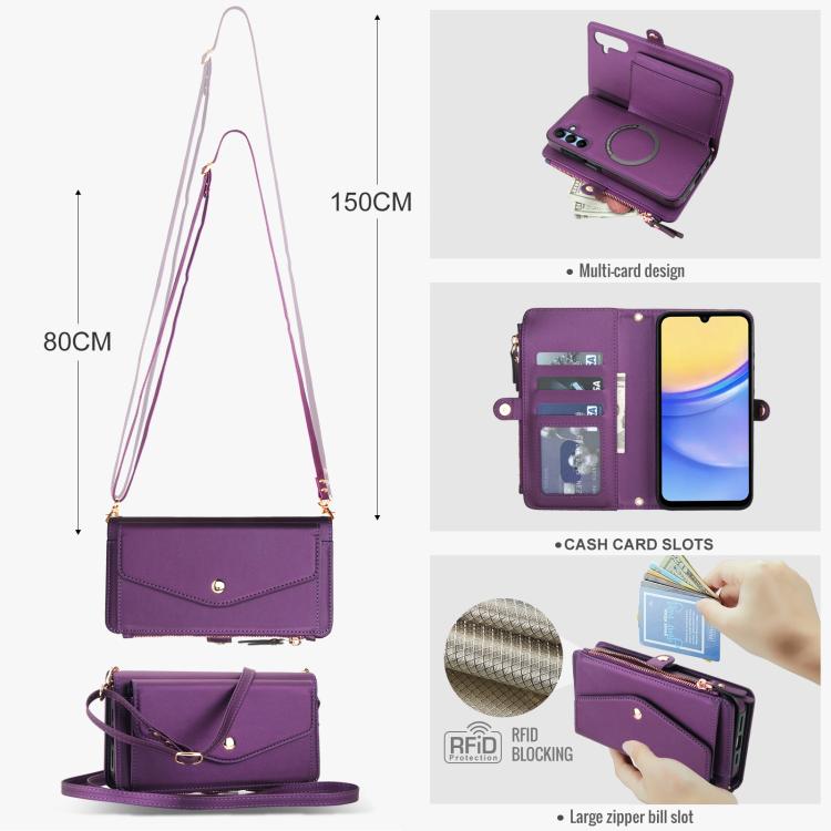 For Samsung Galaxy A55 5G Multifunctional Wallet Detachable Leather Phone Case with Lanyard