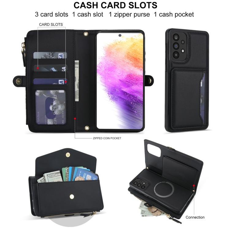 For Samsung Galaxy A72 5G Multifunctional Wallet Detachable Leather Phone Case with Lanyard