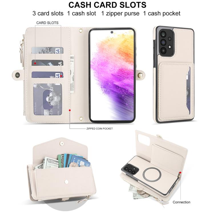 For Samsung Galaxy A73 5G Multifunctional Wallet Detachable Leather Phone Case with Lanyard