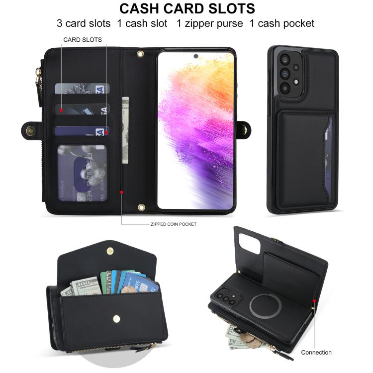 For Samsung Galaxy A73 5G Multifunctional Wallet Detachable Leather Phone Case with Lanyard
