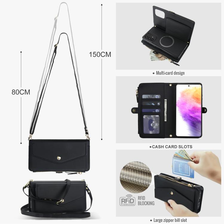 For Samsung Galaxy A73 5G Multifunctional Wallet Detachable Leather Phone Case with Lanyard