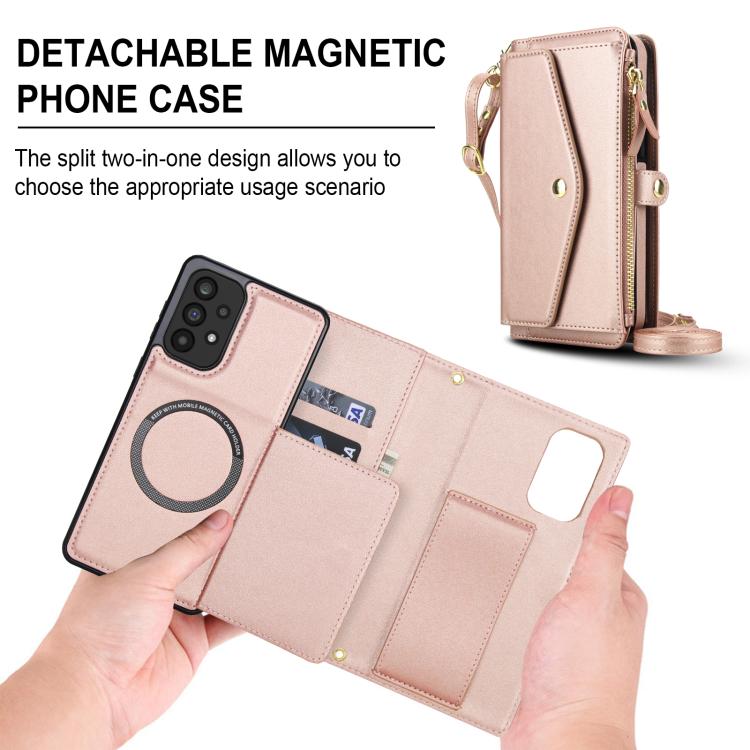 For Samsung Galaxy A73 5G Multifunctional Wallet Detachable Leather Phone Case with Lanyard