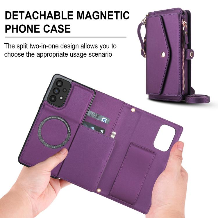 For Samsung Galaxy A73 5G Multifunctional Wallet Detachable Leather Phone Case with Lanyard