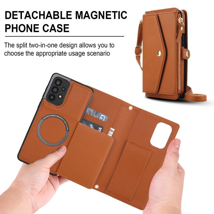For Samsung Galaxy A73 5G Multifunctional Wallet Detachable Leather Phone Case with Lanyard