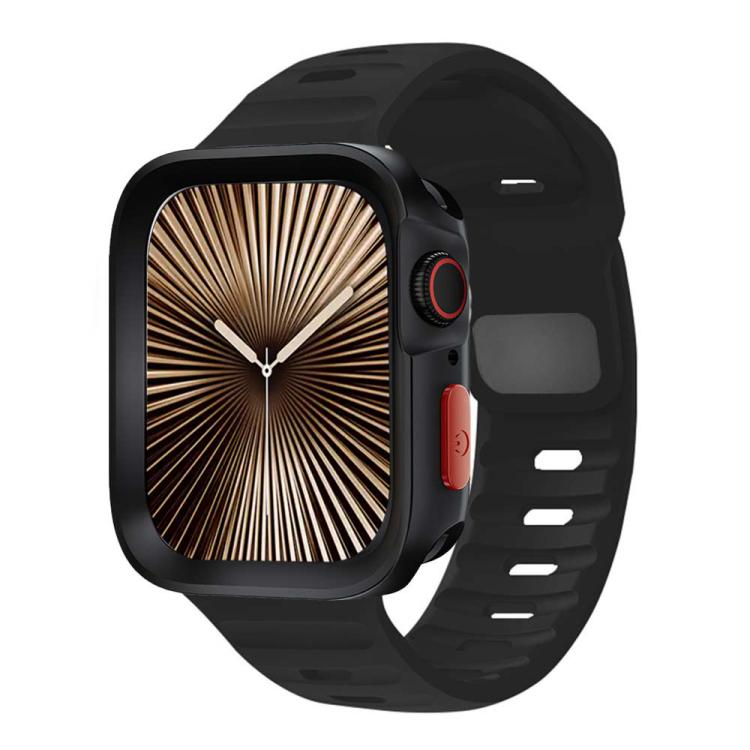 For Apple Watch 40mm / 41mm Wave Texture Reverse Buckle Silicone Watch Band with TPU Case
