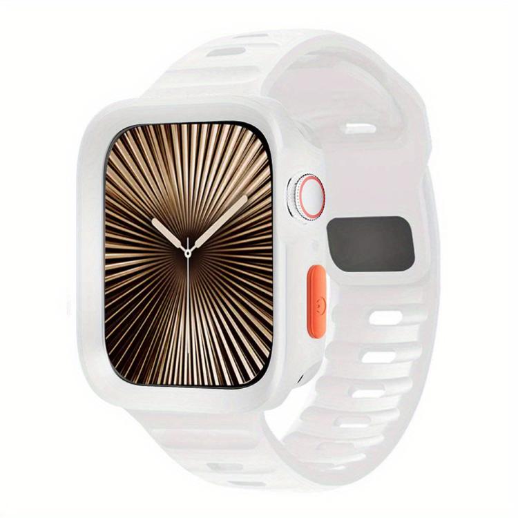 For Apple Watch 44mm / 45mm Wave Texture Reverse Buckle Silicone Watch Band with TPU Case