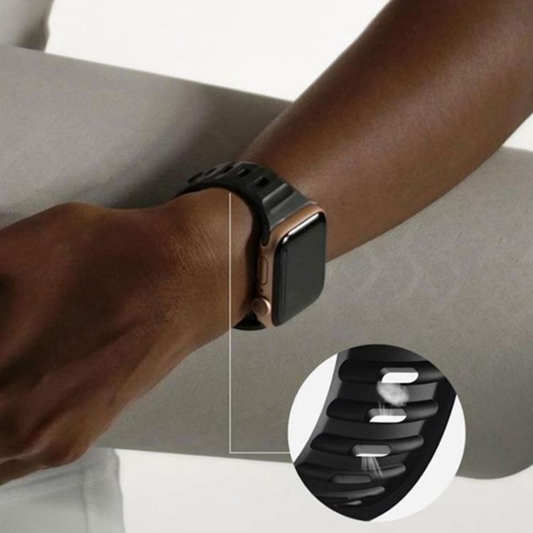 For Apple Watch 44mm / 45mm Wave Texture Reverse Buckle Silicone Watch Band with TPU Case