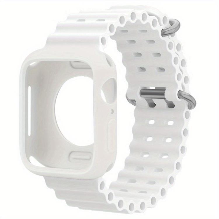 For Apple Watch Series 10 / 11 46mm Ocean Silicone Watch Band with Silicone Case
