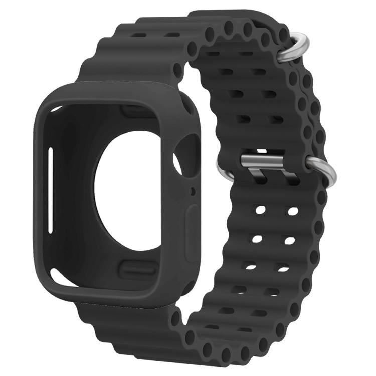 For Apple Watch Series 10 / 11 46mm Ocean Silicone Watch Band with Silicone Case