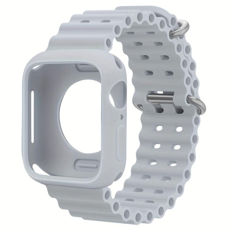 For Apple Watch Series 10 / 11 46mm Ocean Silicone Watch Band with Silicone Case