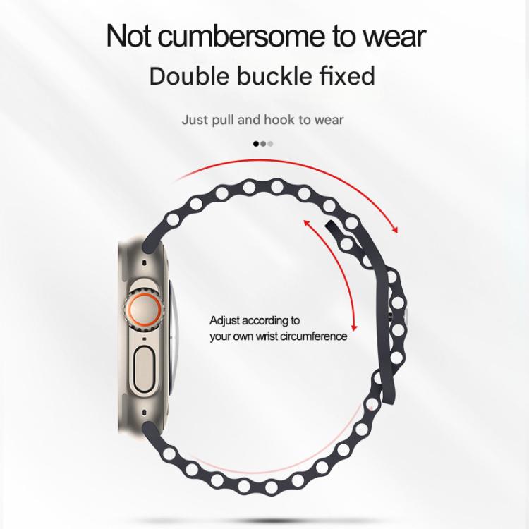 For Apple Watch Series 41mm Butterfly Buckle Ocean Silicone Watch Band with Film Integrated PC Case