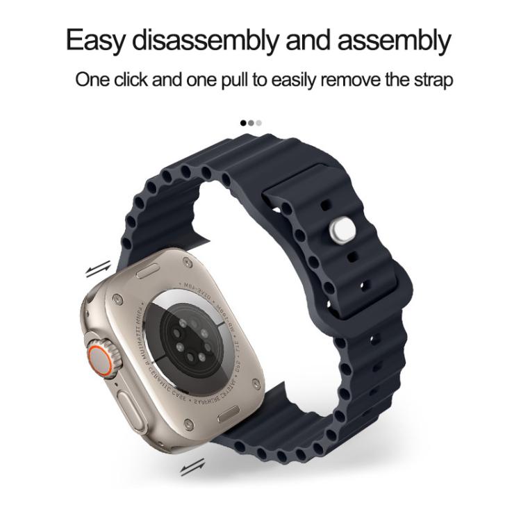 For Apple Watch Series 10 / 11 46mm Butterfly Buckle Ocean Silicone Watch Band with Film Integrated PC Case
