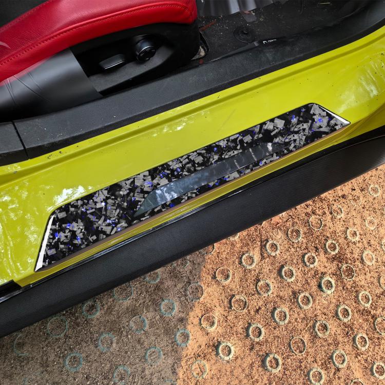 2pcs/Set Forged Gold Foil Carbon Fiber Car Threshold Decorative Sticker for Chevrolet Corvette C8 2020-, Left and Right Driver