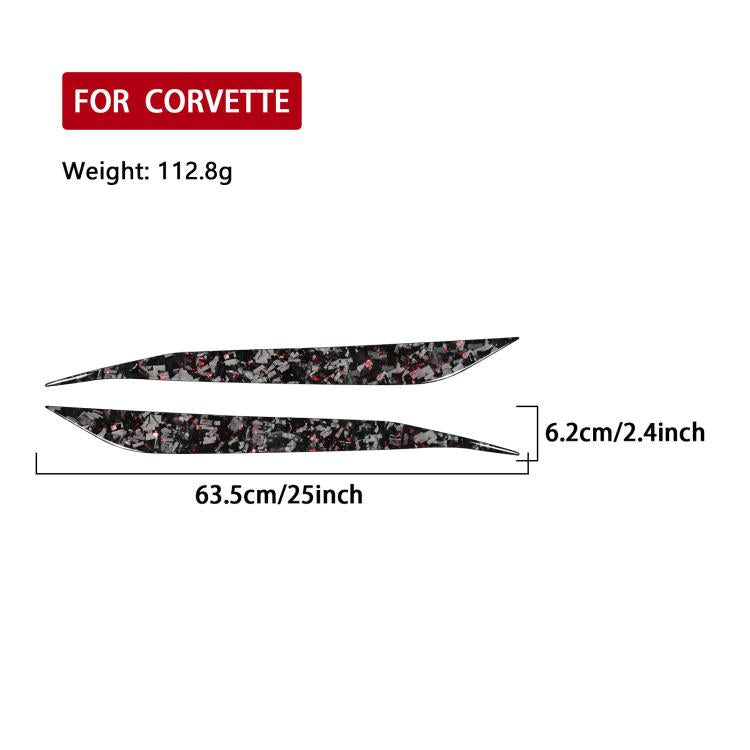 2pcs/Set Forged Gold Foil Carbon Fiber Car Light Eyebrow Decorative Sticker for Chevrolet Corvette C8 2020-, Left and Right Driver