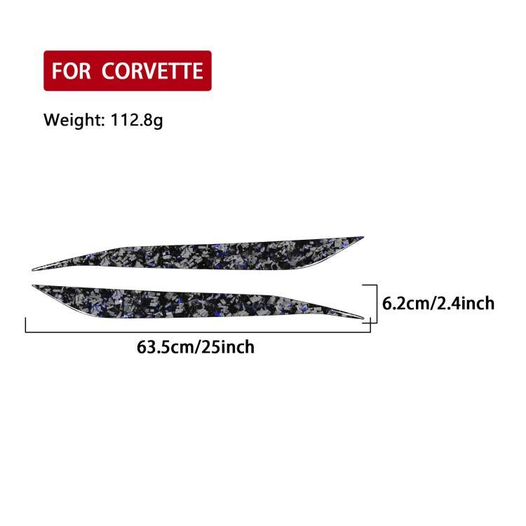 2pcs/Set Forged Gold Foil Carbon Fiber Car Light Eyebrow Decorative Sticker for Chevrolet Corvette C8 2020-, Left and Right Driver