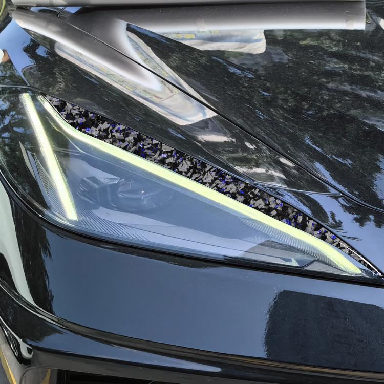 2pcs/Set Forged Gold Foil Carbon Fiber Car Light Eyebrow Decorative Sticker for Chevrolet Corvette C8 2020-, Left and Right Driver