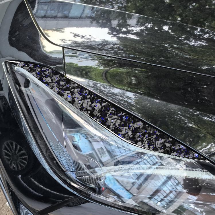 2pcs/Set Forged Gold Foil Carbon Fiber Car Light Eyebrow Decorative Sticker for Chevrolet Corvette C8 2020-, Left and Right Driver