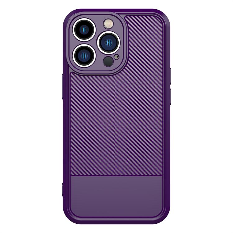 For iPhone 12 Carbon Fiber Series Fine Hole TPU Phone Case