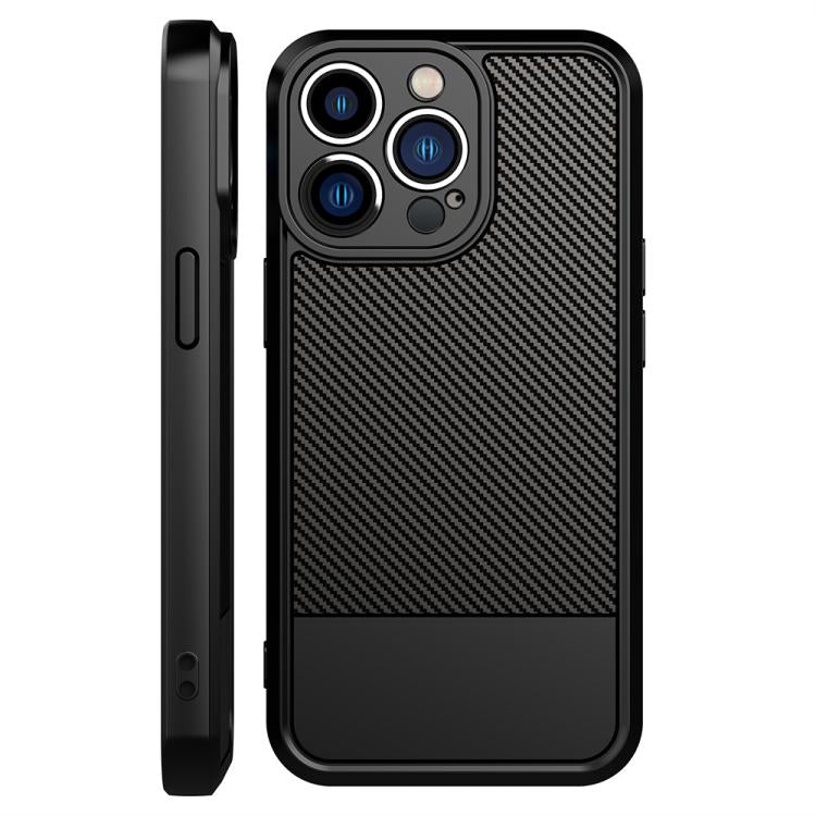 For iPhone 13 Pro Max Carbon Fiber Series Fine Hole TPU Phone Case