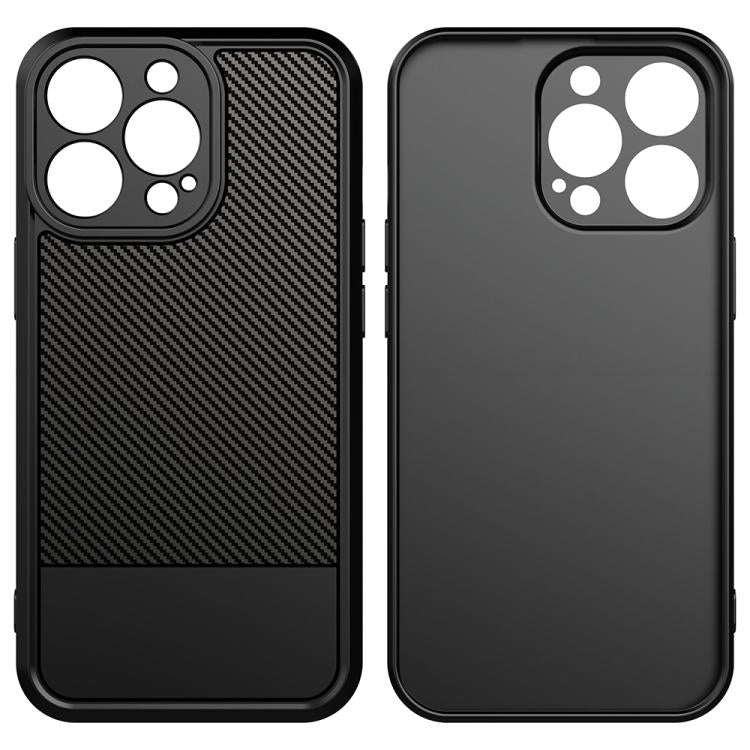 For iPhone 13 Pro Max Carbon Fiber Series Fine Hole TPU Phone Case