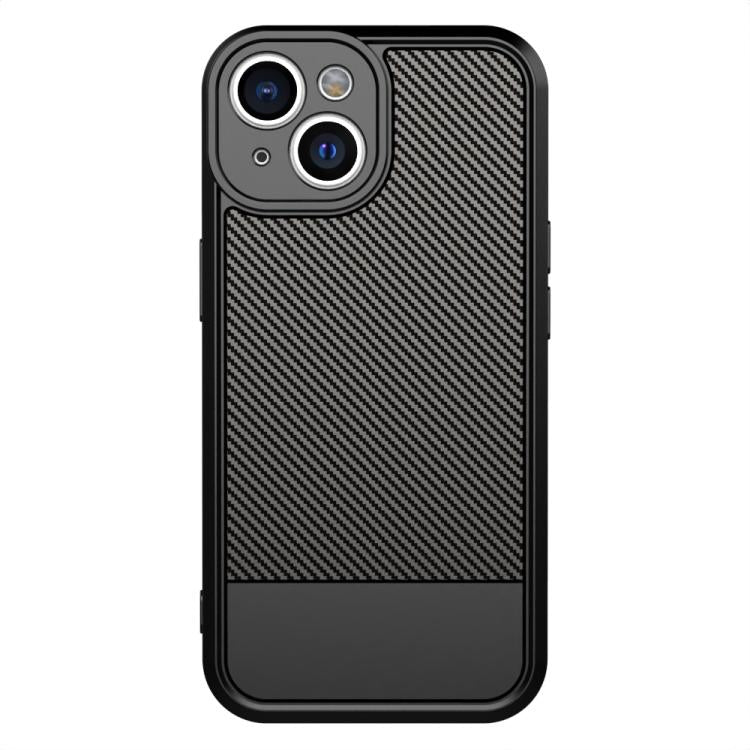 For iPhone 14 Carbon Fiber Series Fine Hole TPU Phone Case