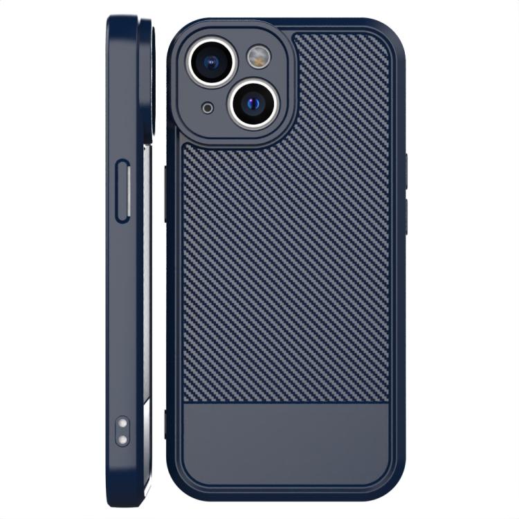 For iPhone 14 Carbon Fiber Series Fine Hole TPU Phone Case