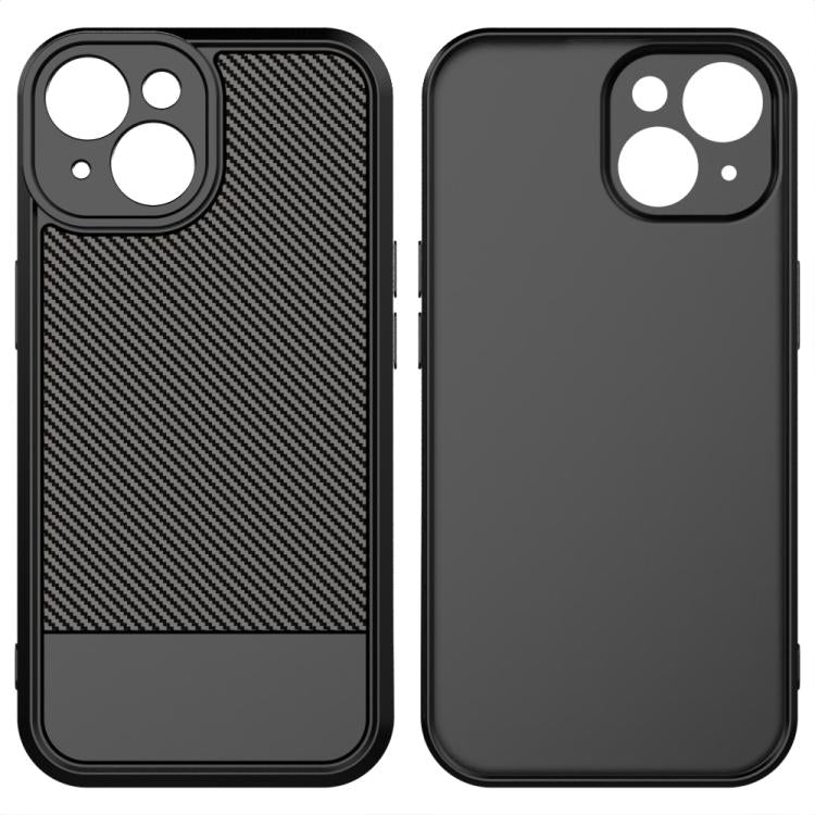 For iPhone 14 Plus Carbon Fiber Series Fine Hole TPU Phone Case