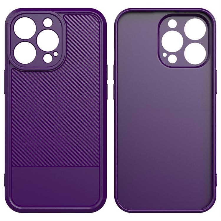 For iPhone 14 Pro Carbon Fiber Series Fine Hole TPU Phone Case