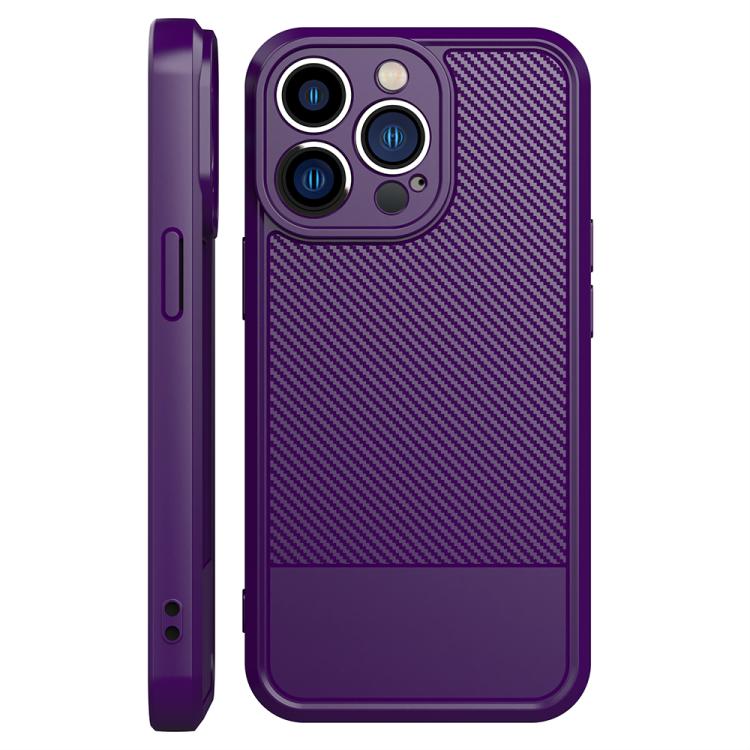 For iPhone 14 Pro Max Carbon Fiber Series Fine Hole TPU Phone Case