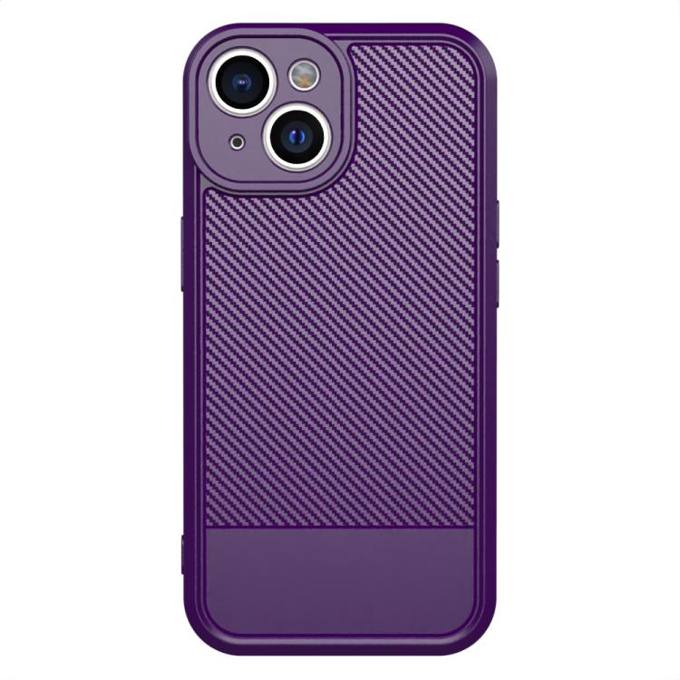 For iPhone 15 Carbon Fiber Series Fine Hole TPU Phone Case