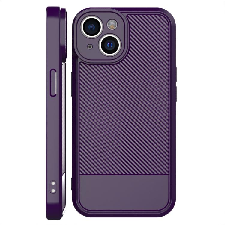 For iPhone 15 Carbon Fiber Series Fine Hole TPU Phone Case