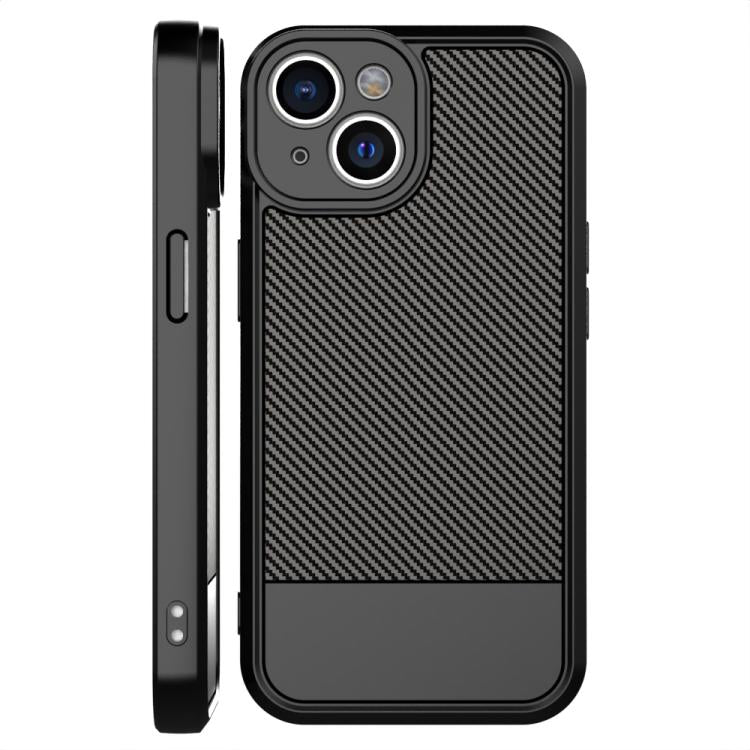 For iPhone 15 Plus Carbon Fiber Series Fine Hole TPU Phone Case