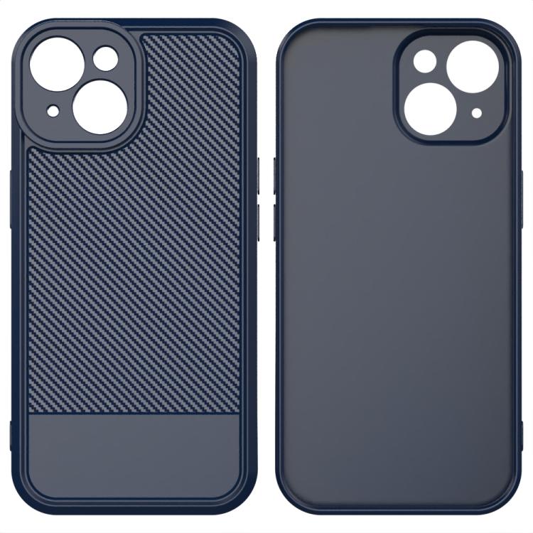 For iPhone 15 Plus Carbon Fiber Series Fine Hole TPU Phone Case