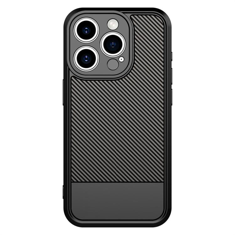 For iPhone 15 Pro Max Carbon Fiber Series Fine Hole TPU Phone Case