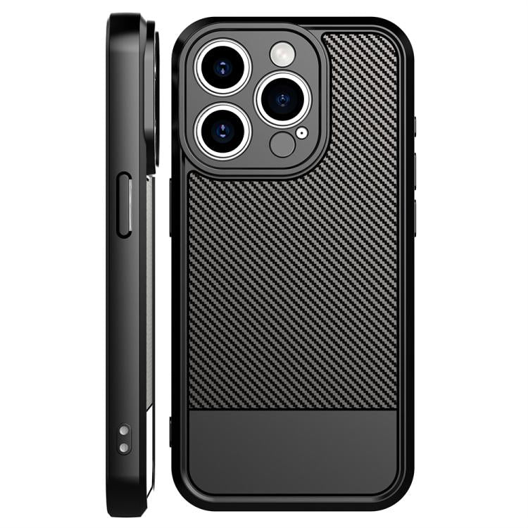For iPhone 15 Pro Max Carbon Fiber Series Fine Hole TPU Phone Case