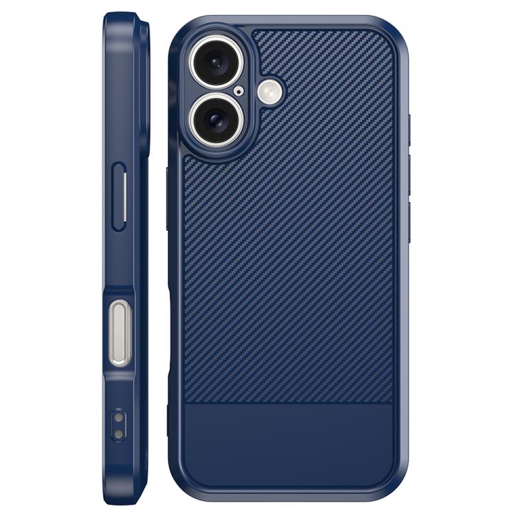 For iPhone 16 Carbon Fiber Series Fine Hole TPU Phone Case