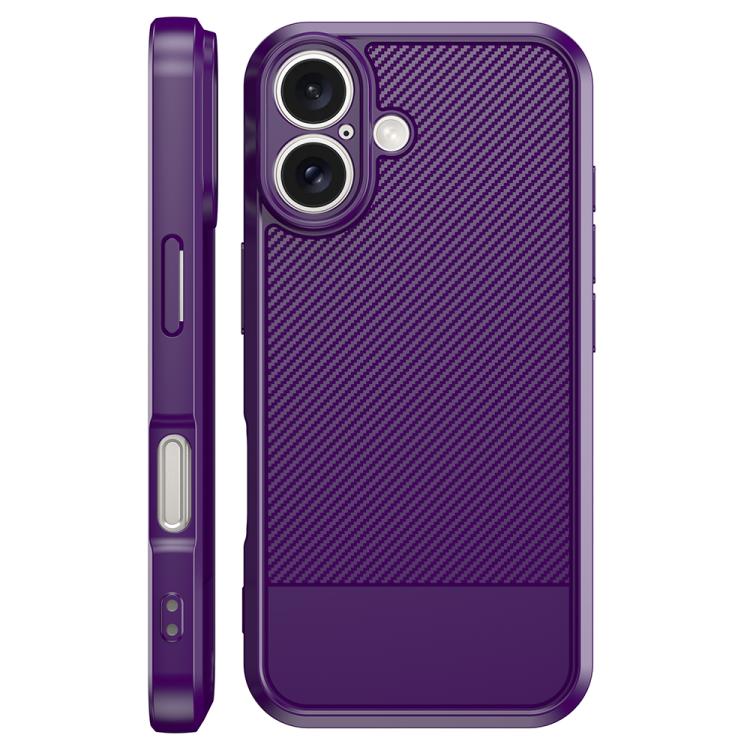 For iPhone 16 Carbon Fiber Series Fine Hole TPU Phone Case