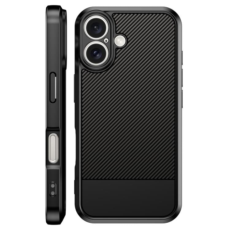 For iPhone 16 Plus Carbon Fiber Series Fine Hole TPU Phone Case