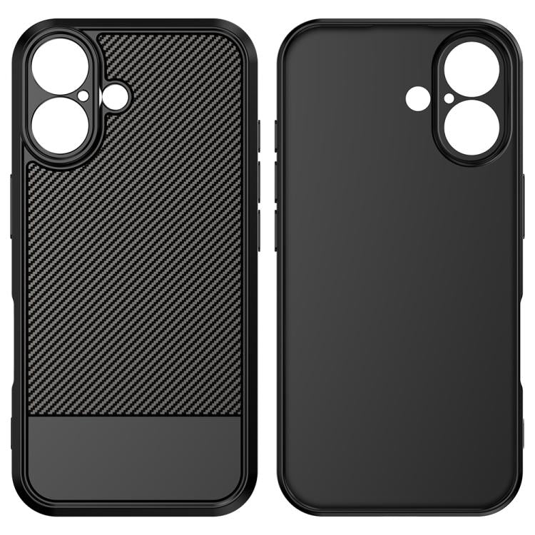 For iPhone 16 Plus Carbon Fiber Series Fine Hole TPU Phone Case