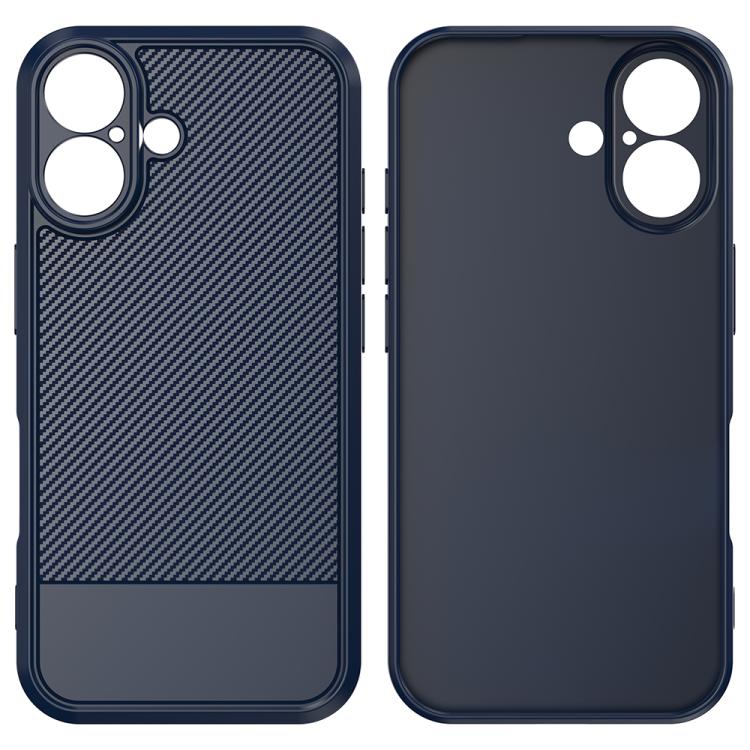 For iPhone 16 Plus Carbon Fiber Series Fine Hole TPU Phone Case