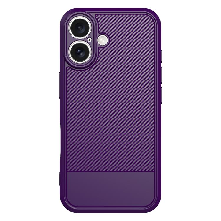 For iPhone 16 Plus Carbon Fiber Series Fine Hole TPU Phone Case