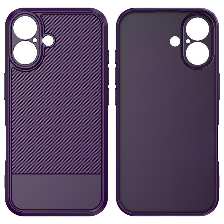 For iPhone 16 Plus Carbon Fiber Series Fine Hole TPU Phone Case