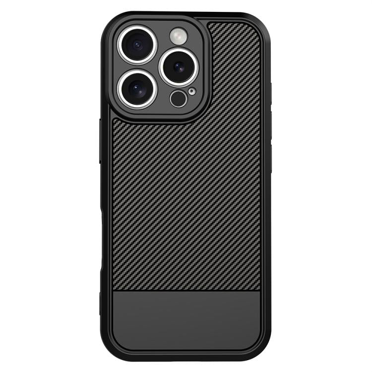 For iPhone 16 Pro Max Carbon Fiber Series Fine Hole TPU Phone Case