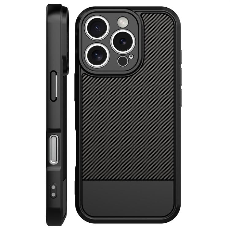 For iPhone 16 Pro Max Carbon Fiber Series Fine Hole TPU Phone Case