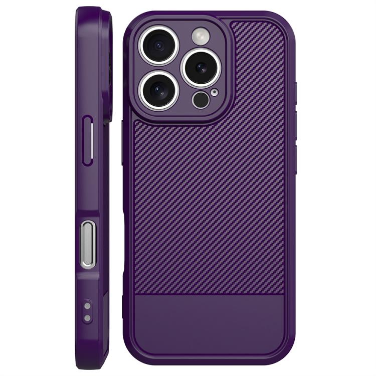 For iPhone 16 Pro Max Carbon Fiber Series Fine Hole TPU Phone Case