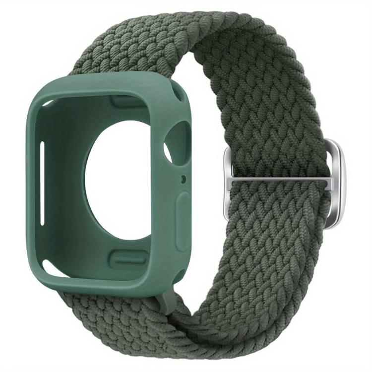 For Apple Watch 40mm / 41mm Ladder Buckle Loop Nylon Watch Band with Silicone Case