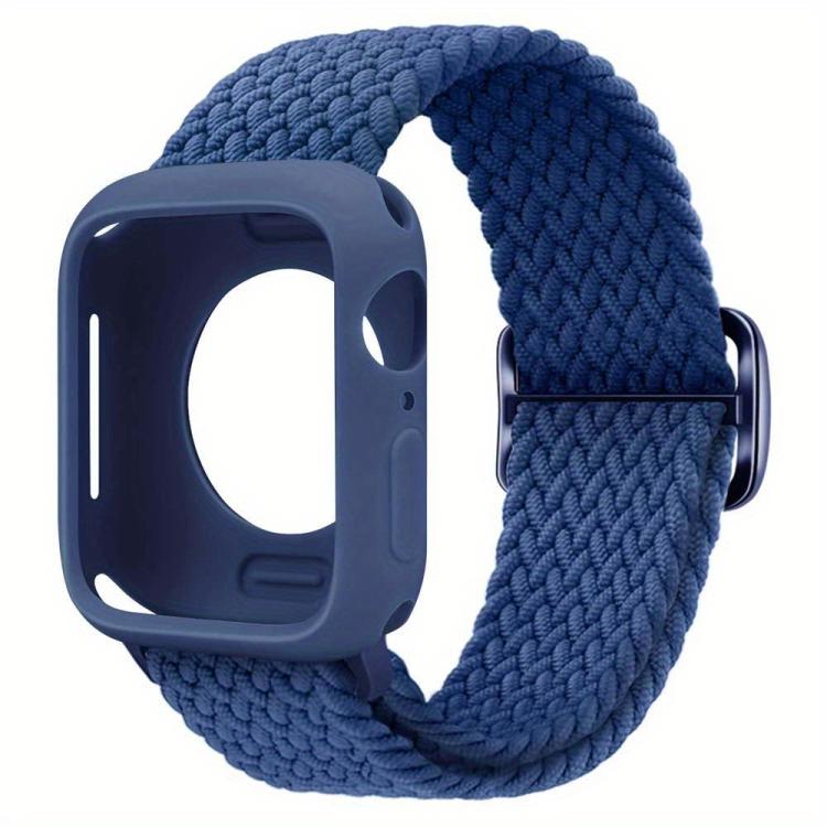 For Apple Watch 40mm / 41mm Ladder Buckle Loop Nylon Watch Band with Silicone Case