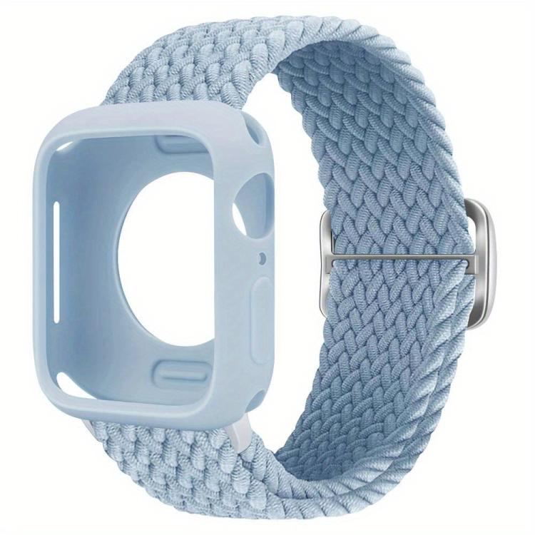 For Apple Watch 40mm / 41mm Ladder Buckle Loop Nylon Watch Band with Silicone Case