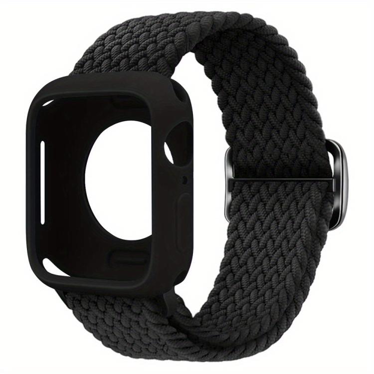 For Apple Watch 40mm / 41mm Ladder Buckle Loop Nylon Watch Band with Silicone Case