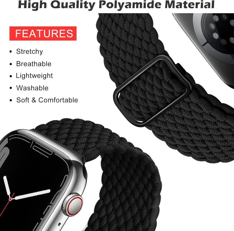 For Apple Watch Series 10 / 11 46mm Ladder Buckle Loop Nylon Watch Band with Silicone Case